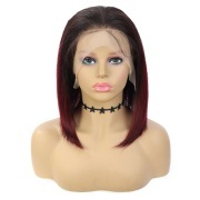 Straight T1B 99J Ombre Colored Short BOB Wigs Remy Human Hair Lace Wig AHBW-62