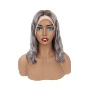 Natural Wave T1B Grey Ombre Colored Short BOB Wigs Remy Human Hair Lace Wig AHBW-85