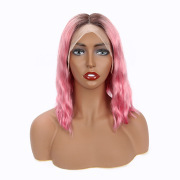 Natural Wave T1B Pink Ombre Colored Short BOB Wigs Remy Human Hair Lace Wig AHBW-88