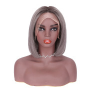 Straight T1B Grey Ombre Colored Short BOB Wigs Remy Human Hair Lace Wig AHBW-77