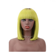 Straight T1B Light Yellow Ombre Colored Short BOB Wigs Remy Human Hair Lace Wig AHBW-71