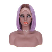 Straight T1B Purple Ombre Colored Short BOB Wigs Remy Human Hair Lace Wig AHBW-82