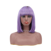 Straight T1B Purple Ombre Colored Short BOB Wigs Remy Human Hair Lace Wig AHBW-73
