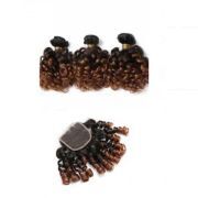 T1B/4/30 Funmi Curly Remy Human Hair Bundles With Closure 4x4 AHBC-84