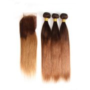 T4/30 Straight Remy Human Hair Bundles With Closure 4x4 AHBC-64