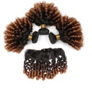 T1B/4/30 Funmi Curly Remy Human Hair Bundles With Frontal 13x4 AHBF-61
