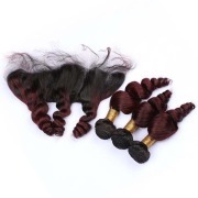 T1B/99J Loose Wave Remy Human Hair Bundles With Frontal 13x4 AHBF-40