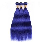 Blue Straight Remy Human Hair Bundles Sew In Weave Extensions AHHB-08