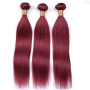 Burgundy Straight Remy Human Hair Bundles Sew In Weave Extensions AHHB-29