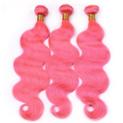 Pink Body Wave Remy Human Hair Bundles Sew In Weave Extensions AHHB-12