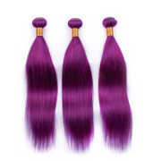 Purple Straight Remy Human Hair Bundles Sew In Weave Extensions AHHB-20