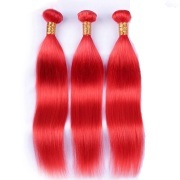 Red Straight Remy Human Hair Bundles Sew In Weave Extensions AHHB-32