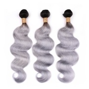 T1B/Grey Body Wave Remy Human Hair Bundles Sew In Weave Extensions AHHB-37