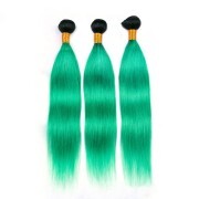 T1B/Light Green Straight Remy Human Hair Bundles Sew In Weave Extensions AHHB-40