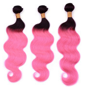 T1B/Pink Body Wave Remy Human Hair Bundles Sew In Weave Extensions AHHB-62