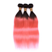 T1B/Pink Gold Straight Remy Human Hair Bundles Sew In Weave Extensions AHHB-52