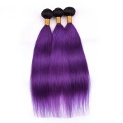 T1B/Purple Straight Remy Human Hair Bundles Sew In Weave Extensions AHHB-43