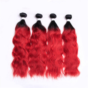 T1B/Red Natural Wave Remy Human Hair Bundles Sew In Weave Extensions AHHB-71