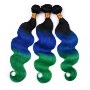 T1B/Blue/Green Body Wave Remy Human Hair Bundles Sew In Weave Extensions AHHB-80