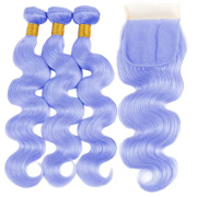 Light Purple Body Wave Remy Human Hair Bundles With Closure 4x4 AHBC-175