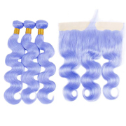 Light Purple Body Wave Remy Human Hair Bundles With Frontal 13x4 AHBF-140