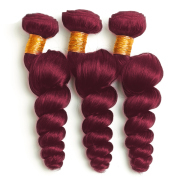 Burgundy Loose Wave Remy Human Hair Bundles Sew In Weave Extensions AHHB-97