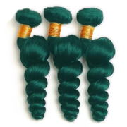 Green Loose Wave Remy Human Hair Bundles Sew In Weave Extensions AHHB-95