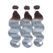 T1B/Grey Body Wave Remy Human Hair Bundles Sew In Weave Extensions AHHB-101