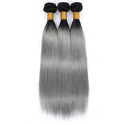 T1B/Dark Grey Straight Remy Human Hair Bundles Sew In Weave Extensions AHHB-116