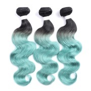 T1B/Green Body Wave Remy Human Hair Bundles Sew In Weave Extensions AHHB-104