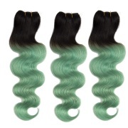 T1B/Green Body Wave Remy Human Hair Bundles Sew In Weave Extensions AHHB-112