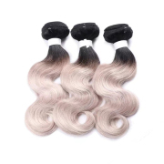 T1B/Light Grey Body Wave Remy Human Hair Bundles Sew In Weave Extensions AHHB-123