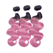 T1B/Pink Body Wave Remy Human Hair Bundles Sew In Weave Extensions AHHB-120