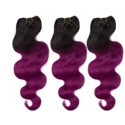 T1B/Purple Body Wave Remy Human Hair Bundles Sew In Weave Extensions AHHB-113