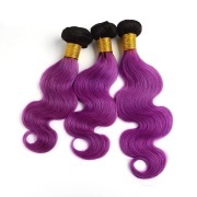 T1B/Purple Body Wave Remy Human Hair Bundles Sew In Weave Extensions AHHB-188