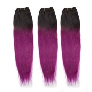 T1B/Purple Straight Remy Human Hair Bundles Sew In Weave Extensions AHHB-114