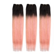 T1B/Rose Gold Straight Remy Human Hair Bundles Sew In Weave Extensions AHHB-107