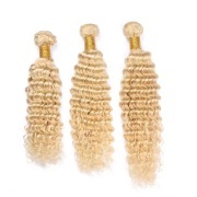 613 Blonde Deep Wave Remy Human Hair Bundles Sew In Weave Extensions AHHB-143