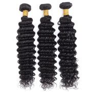 Natural Black Deep Wave Remy Human Hair Bundles Sew In Weave Extensions AHHB-133