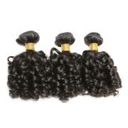 Natural Black Funmi Curly Remy Human Hair Bundles Sew In Weave Extensions AHHB-140