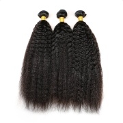 Natural Black Kinky Straight Remy Human Hair Bundles Sew In Weave Extensions AHHB-139