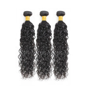 Natural Black Water Wave Remy Human Hair Bundles Sew In Weave Extensions AHHB-135