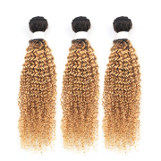 T1B/27 Kinky Curly Remy Human Hair Bundles Sew In Weave Extensions AHHB-205