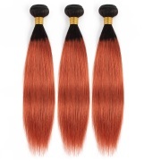 T1B/Ginger Orange Straight Remy Human Hair Bundles Sew In Weave Extensions AHHB-128