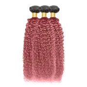 T1B/Pink Kinky Curly Remy Human Hair Bundles Sew In Weave Extensions AHHB-229