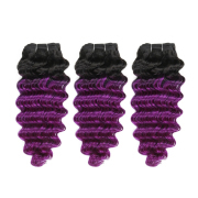 T1B/Purple Deep Wave Remy Human Hair Bundles Sew In Weave Extensions AHHB-232