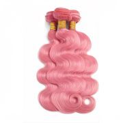 Pink Body Wave Remy Human Hair Bundles Sew In Weave Extensions AHHB-236