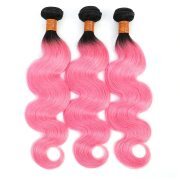 T1B/Pink Body Wave Remy Human Hair Bundles Sew In Weave Extensions AHHB-238