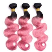 T1B/Pink Body Wave Remy Human Hair Bundles Sew In Weave Extensions AHHB-239