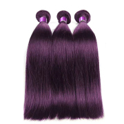 Dark Purple Straight Remy Human Hair Bundles Sew In Weave Extensions AHHB-254